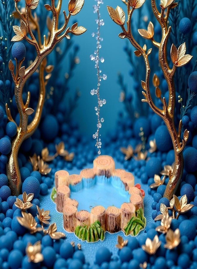 SelHeng Mini Wooden Pile and Blue Resin Pool for Dollhouse Gardens, Vintage Water Scene Decor for Fairy Gardens, Bonsai Displays, Dioramas and Micro Landscapes (1.57 Inch) - Image 5