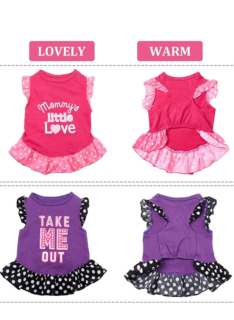 Generic - 2 Pieces Pet Dress   Shirt Puppy Skirt C ute Dog Dress with Lovely Word, Pet Summer Clothes Dog Apparel for Small Dogs, and Cats,  Doggie Clothes Puppy Party  Love and Me, Small - Image 1
