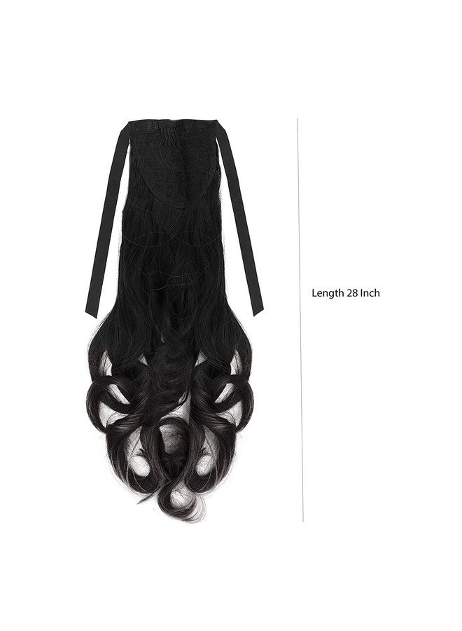blushia Ribbon Ponytail Hair Extensions Curly (Women And Girls) (Black)150 Gram Pack Of 1 - Image 3