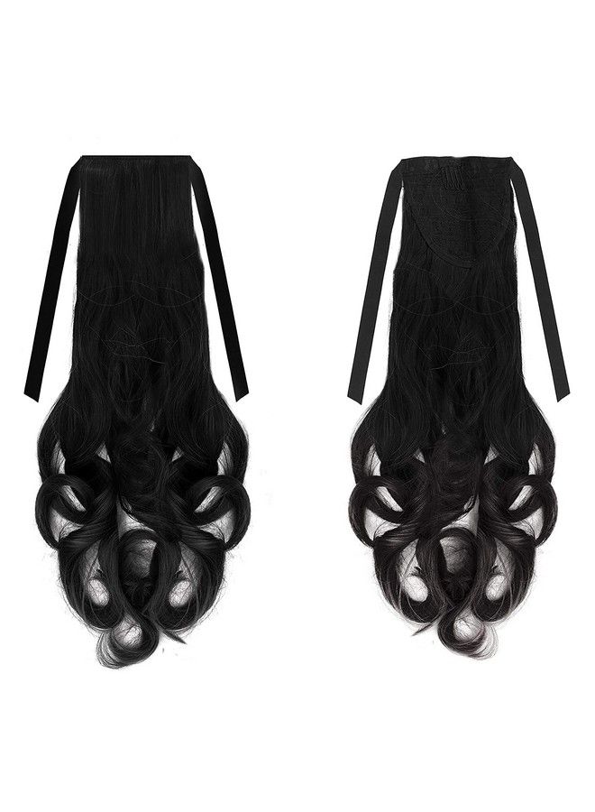 blushia Ribbon Ponytail Hair Extensions Curly (Women And Girls) (Black)150 Gram Pack Of 1 - Image 4
