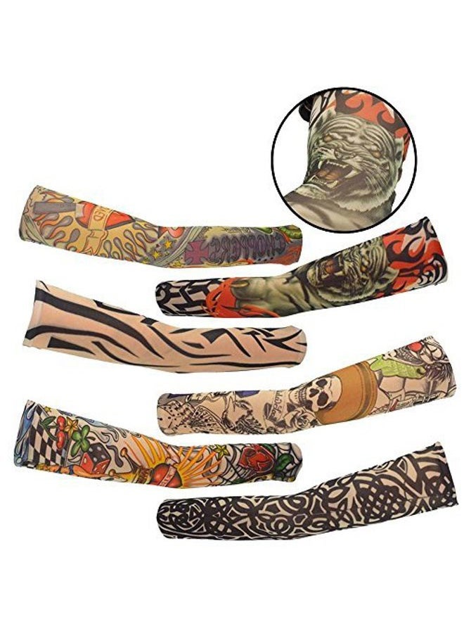Benbilry - 6pcs Art Arm Fake Tattoo Sleeves Cover For Unisex Party Cool Man Woman Fashion Tattoos & Body Art Temporary Waterproof Sunscreen Nylon Kit - Image 1