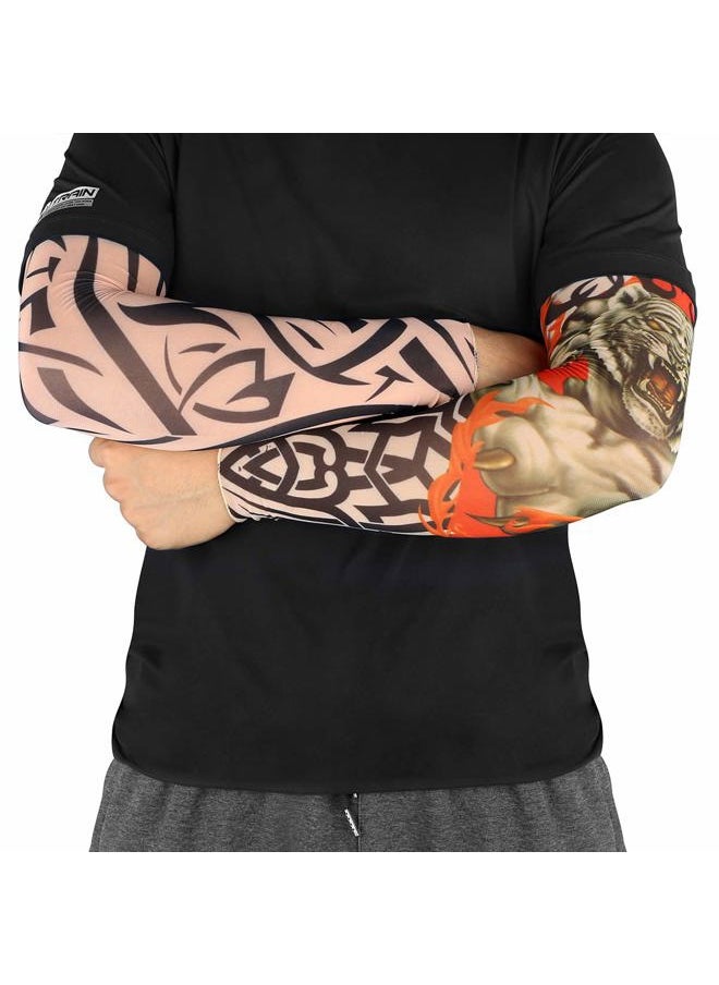 Benbilry - 6pcs Art Arm Fake Tattoo Sleeves Cover For Unisex Party Cool Man Woman Fashion Tattoos & Body Art Temporary Waterproof Sunscreen Nylon Kit - Image 1