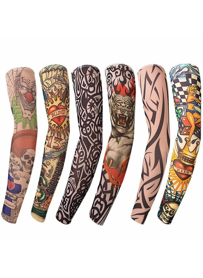 Benbilry - 6pcs Art Arm Fake Tattoo Sleeves Cover For Unisex Party Cool Man Woman Fashion Tattoos & Body Art Temporary Waterproof Sunscreen Nylon Kit - Image 1