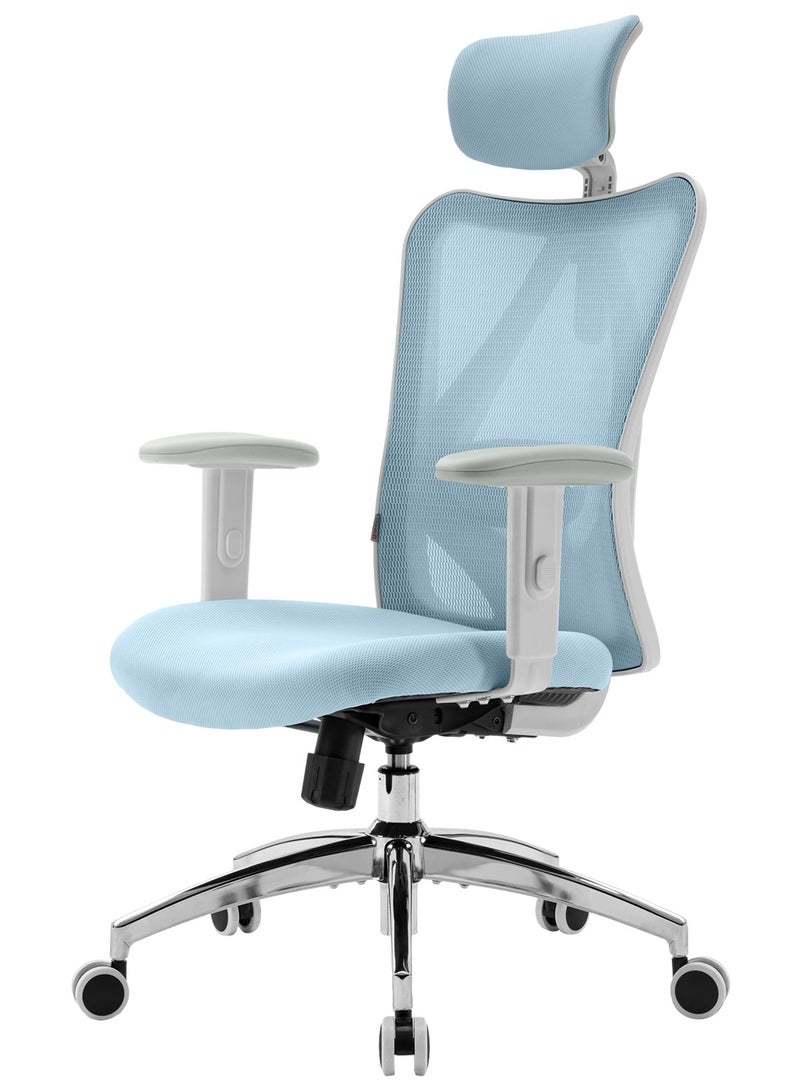SIHOO M18 Ergonomic Office Chair, Computer Desk Chair with Adjustable Headrest and Lumbar Support, High Back Executive Swivel Chair for Home Office (Light Blue) - Image 1