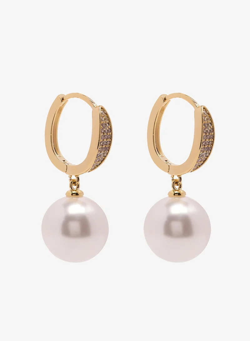 ايلا Pearl Detailed Earrings With Gold Accent And Rhinestone Detailing