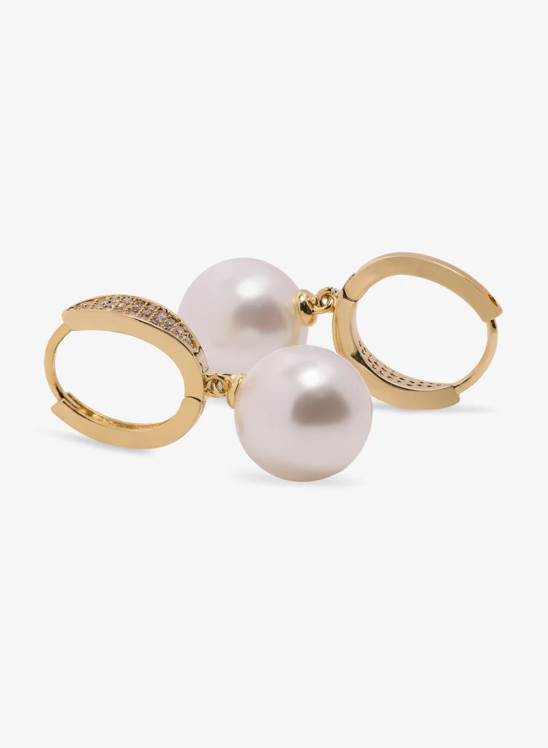 ايلا Pearl Detailed Earrings With Gold Accent And Rhinestone Detailing