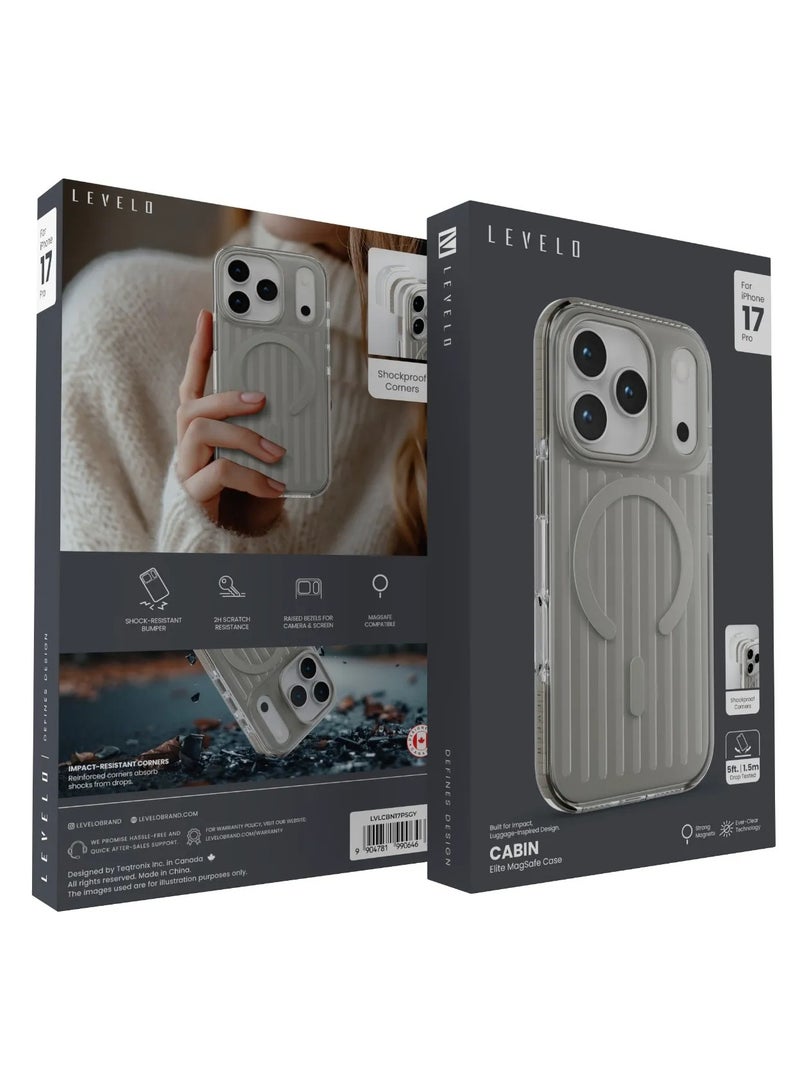ليفيلو جراب MagSafe لهاتف iPhone 17 Pro مع حماية من الخدش 2H / حواف مرتفعة للكاميرا والشاشة / غطاء خلفي مقاوم للصدمات بزوايا مقاومة للصدمات - رمادي غامق - Image 3