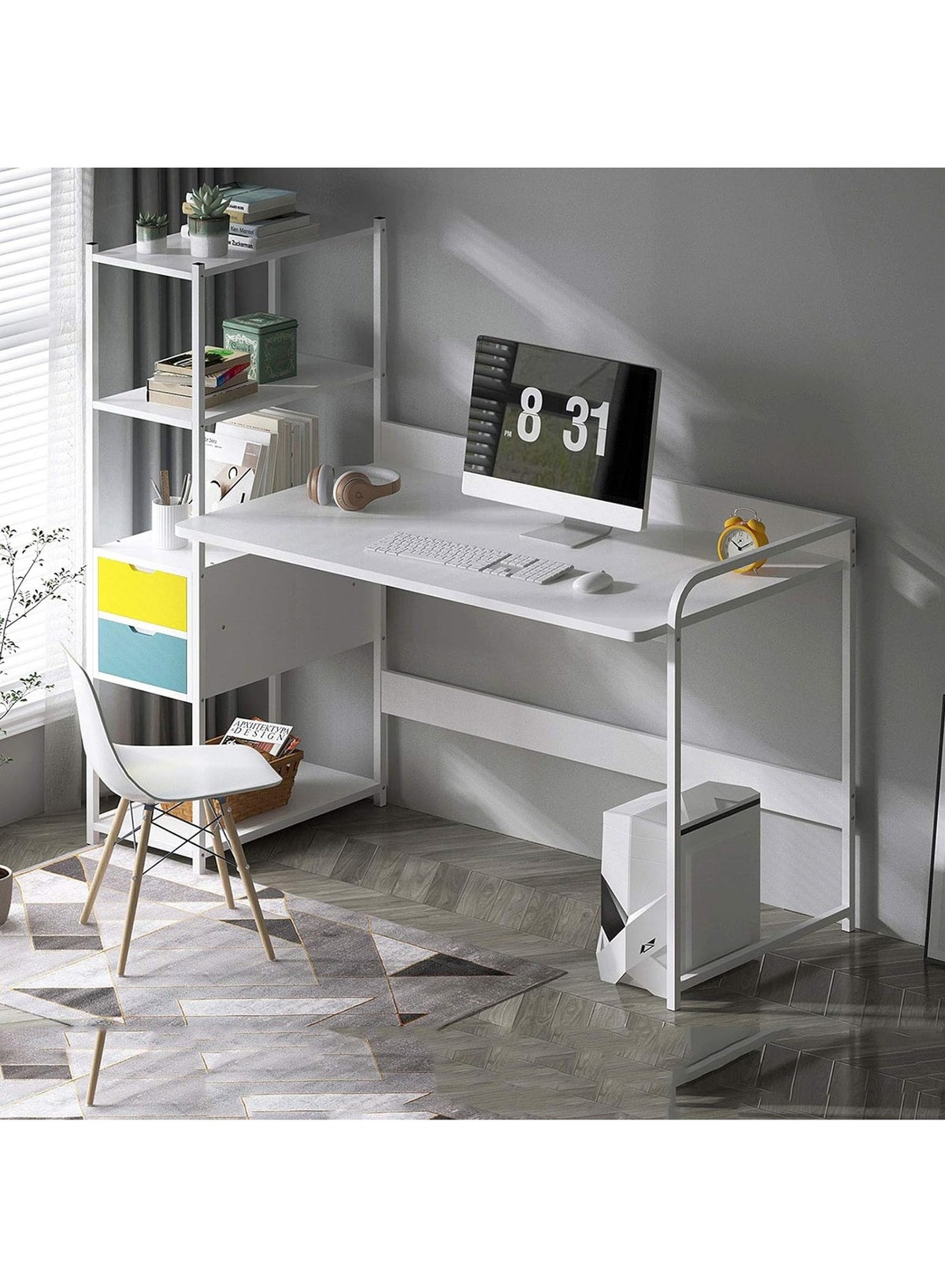 Pc Table With Cpu Rack DubaiGallery Computer desk with storage shelves,modern pc laptop wood ...