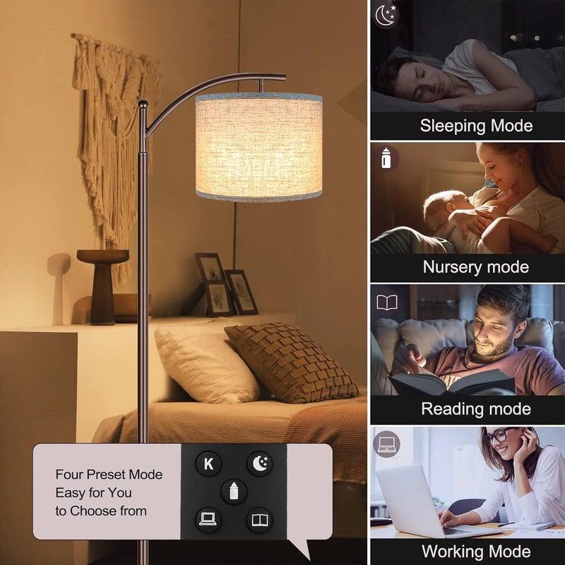 Rottogoon Floor Lamp for Living Room, 4 Color Temperature LED Floor Lamp with Remote Control & Foot Switch, LED Bulb Included, Modern Standing Lamp for Bedroom, Study Room, Office - Oil Rubbed Bronze - Image 5