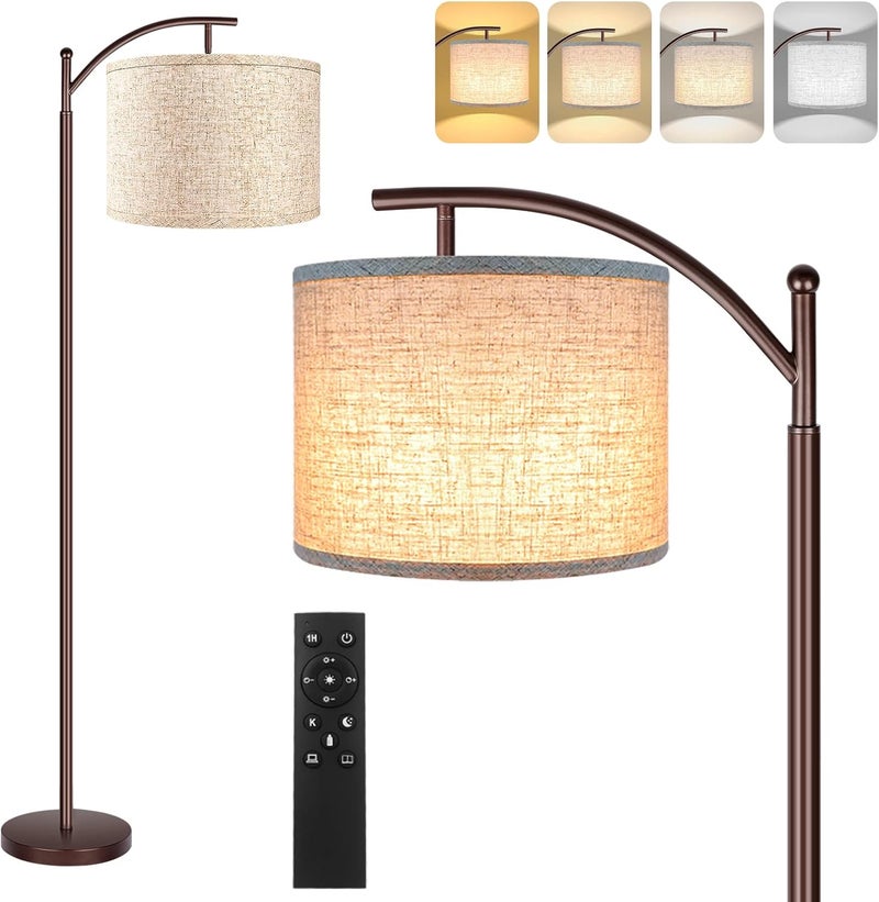 Rottogoon Floor Lamp for Living Room, 4 Color Temperature LED Floor Lamp with Remote Control & Foot Switch, LED Bulb Included, Modern Standing Lamp for Bedroom, Study Room, Office - Oil Rubbed Bronze - Image 1