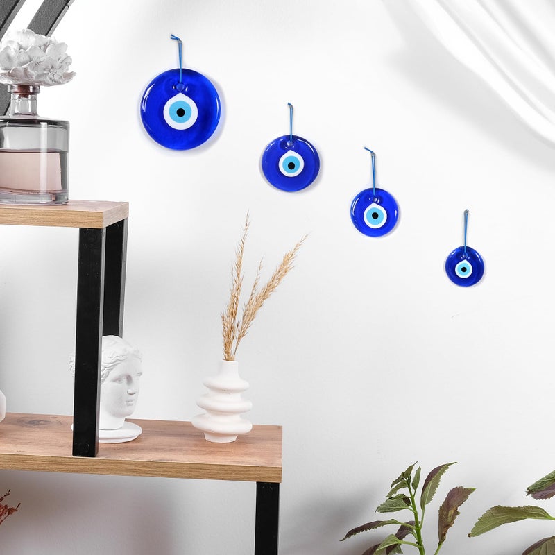 BCS Blue Evil Eye Decor 3.5"" Wall Hanging Ornament Glass Handmade Turkish Greek Nazar Amulet Good Luck and Protection Charm for Home  Office  Garden  Door Ojo Turco (in Box) - Image 5