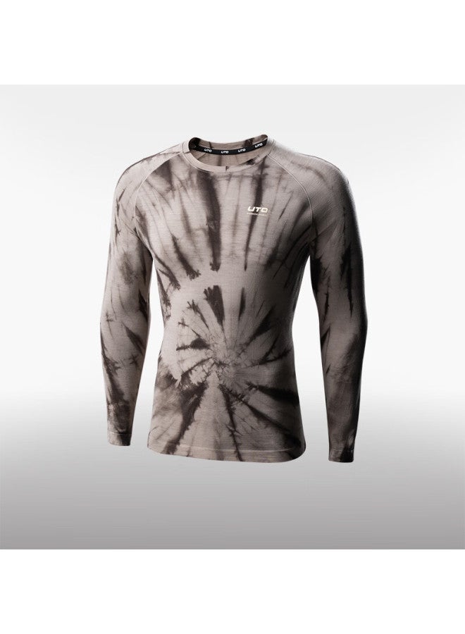 Uto Tie-dye Merino Wool Quick-dry Shirt For Hiking And Mountaineering, Rock Brown XL - Image 1