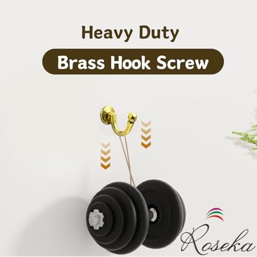 ROSEKA Real Brass Hooks Screw for Wall Hanging Bell Diyas Door Hanging Swings Single Khunti Hook for Kitchen Bathroom/Utensil Hook Holder/Bedroom Clothing Hanger (Pack of 3) - Image 4