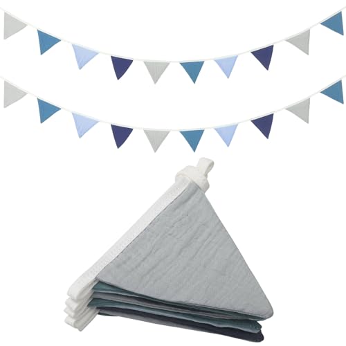 Oudain 2 Pcs Pennant Banner Flags Nursery Garland Triangle Bunting Flags Playroom Wall Decor Banner for Nursery Baby Shower Birthday Boho Wedding Party Event Each 775 ftBright Color - Image 1
