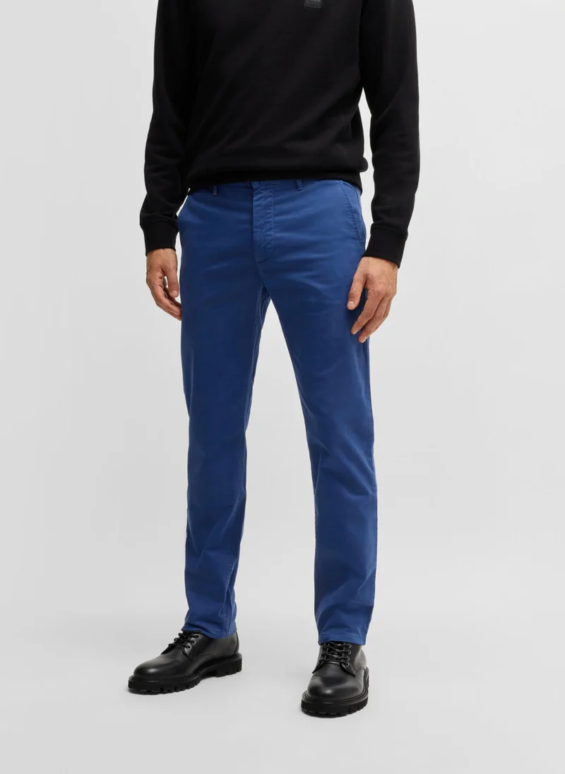 BOSS Slim-fit chinos in stretch-cotton satin