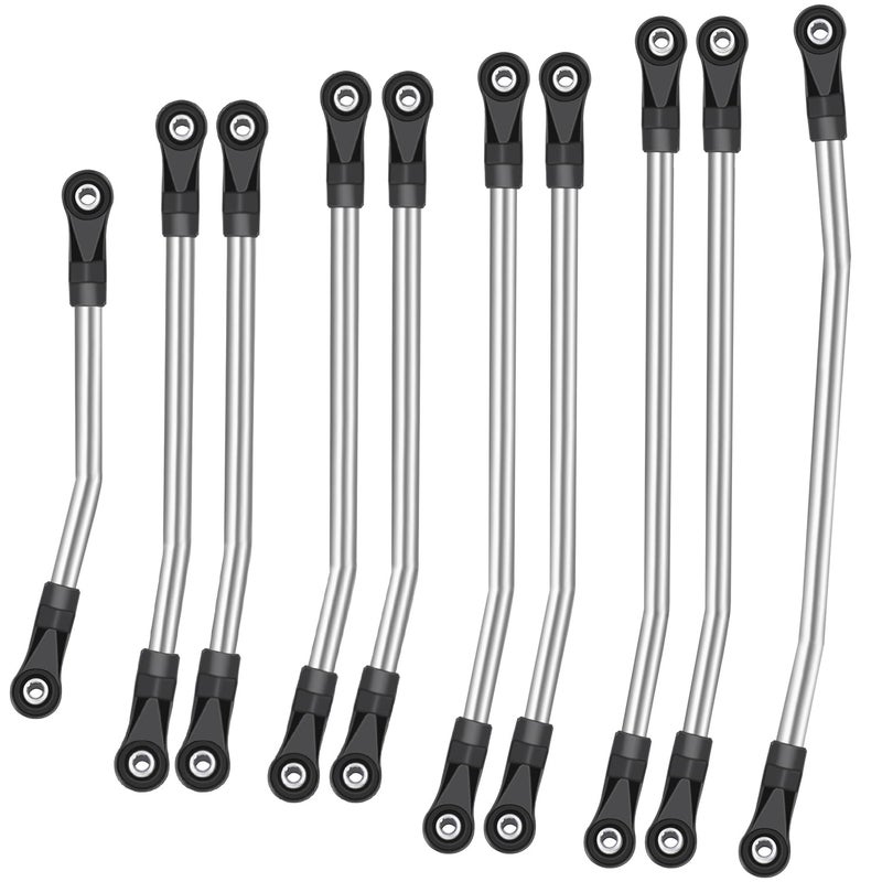 FACCNOY 313mm324mm Metal Link Set Linkage Steering Rod with Nylon End Kit for 110 RC Crawler Car Compliable with Axial SCX10 SCX10II 90046 324mm - Image 3