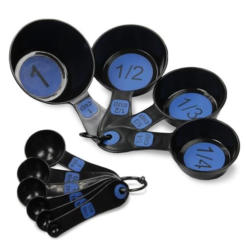 Chef Craft Easy to Read Plastic Measuring Cup Set 10 piece set Blue