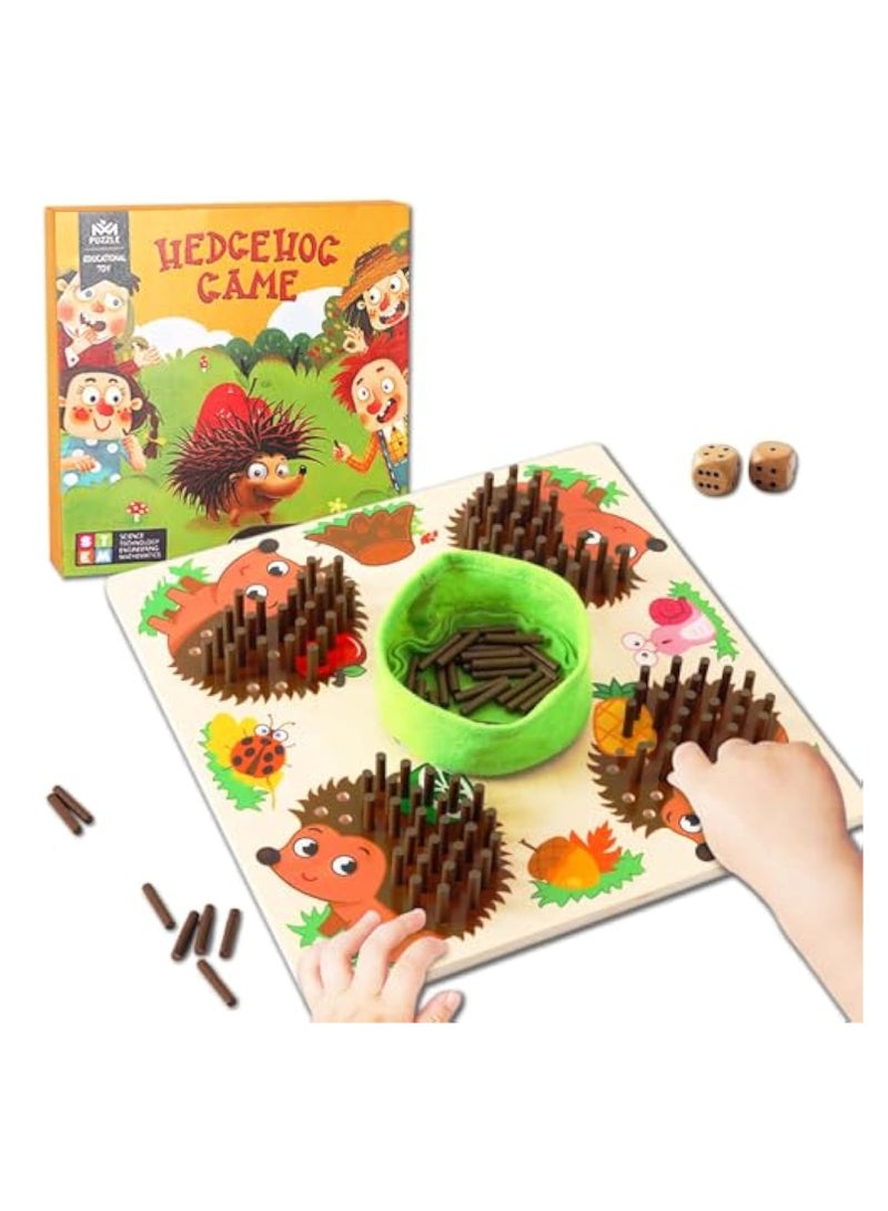 KASTWAVE Montessori Wooden Toys, Hedgehog Board Game for 3+ Year Old, Swashbuckling Kids Games for Family Game Night, Fine Motor Hedgehog Toys for Educational and Competition Perfect Baby and Toddler - Image 1
