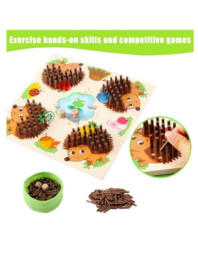 KASTWAVE Montessori Wooden Toys, Hedgehog Board Game for 3+ Year Old, Swashbuckling Kids Games for Family Game Night, Fine Motor Hedgehog Toys for Educational and Competition Perfect Baby and Toddler - Image 4