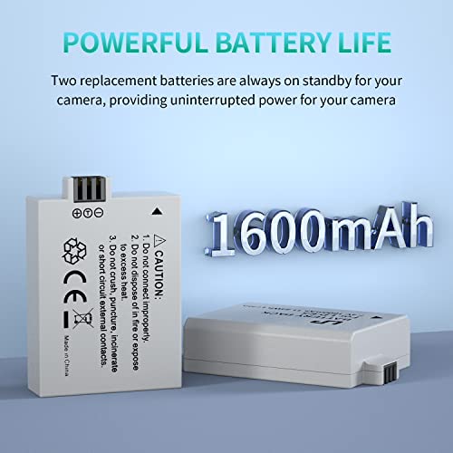 LP E5 Battery Pack, 2-Pack 1600mAh Battery Compatible with Canon EOS Rebel XS, Rebel T1i, Rebel XSi, 1000D, 500D, 450D, Kiss X3, Kiss X2, Kiss F Digital Camera and More - Image 4