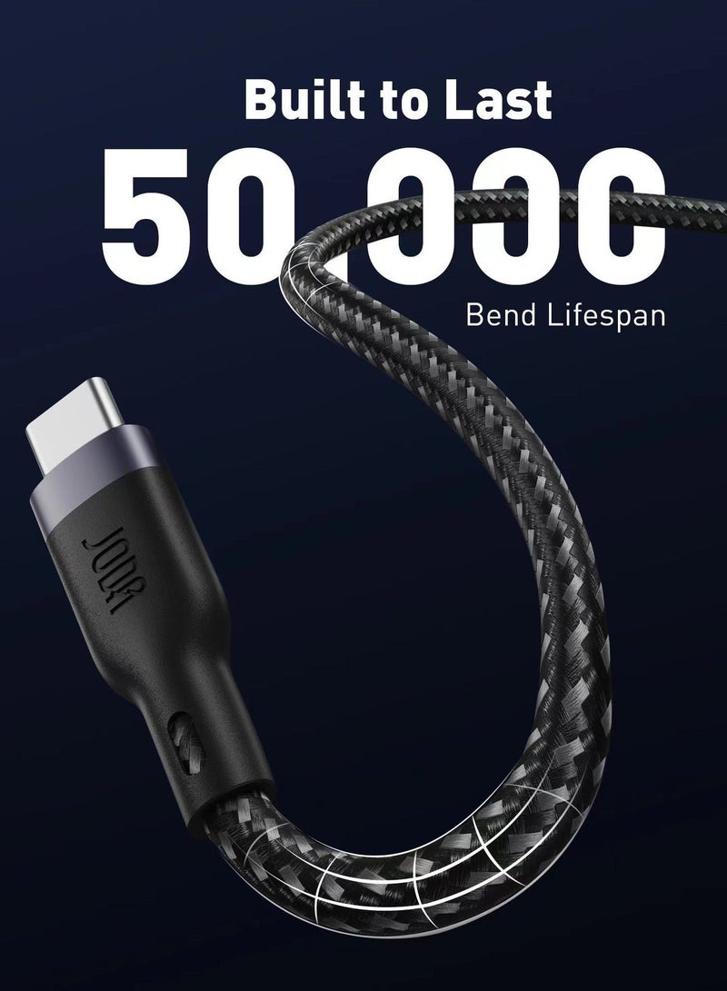 جودا كيبل  240W كيبل سي - سي نايلون مجدول أسود ، 2 متر – 🔌 شحن سريع 240 واط ⚡ – ، كابل شحن سريع 240 واط ⚡، كابل نايلون مجدول 💪، شحن سريع آمن 🛡️، كابل شحن للأجهزة الذكية 📱، شاحن متين 🔧، كابل شحن طويل العمر 🔋، شاحن جودا 🖤، شاحن كيبل سي 🔌، شحن فائق السرعة ⚡، كابل 2 متر 📏، شاحن للأيفون والاندرويد 📱🔋، كابل شحن قوي ومرن 💯. - Image 1