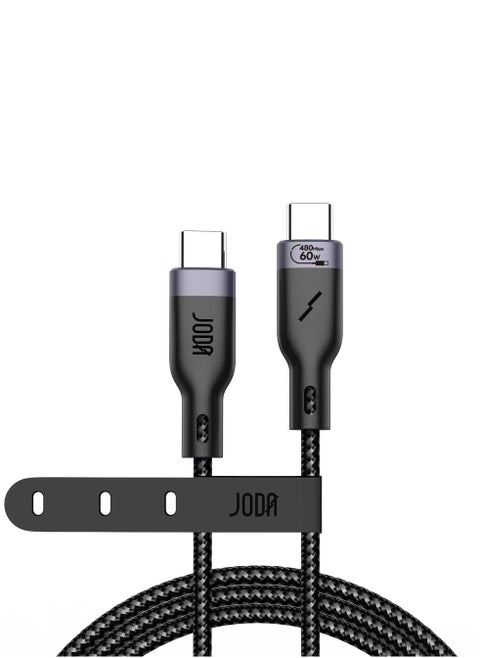 JODA Nylon Type-C to Type-C Cable 240W 2m - Black