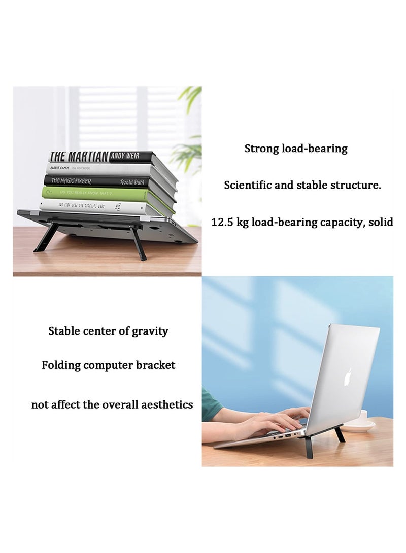 SYOSI Adjustable Laptop Stand, Foldable Laptop Holder Ergonomic Notebook Stand, Lightweight Laptop Suitable for Home Office, Self-Adhesive (Black) - Image 3
