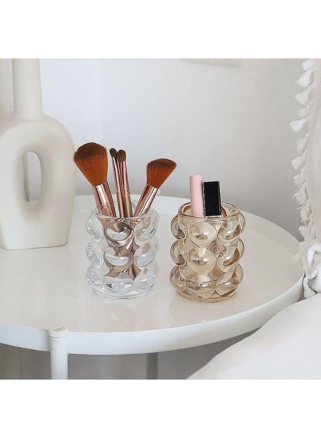 حامل فرش مكياج زجاجي فاخر بتصميم فقاعات – كوب تخزين أنيق وعالي الجودة لفرش المكياج والأدوات التجميلية – قطعة واحدة متعددة الأغراض - Image 2