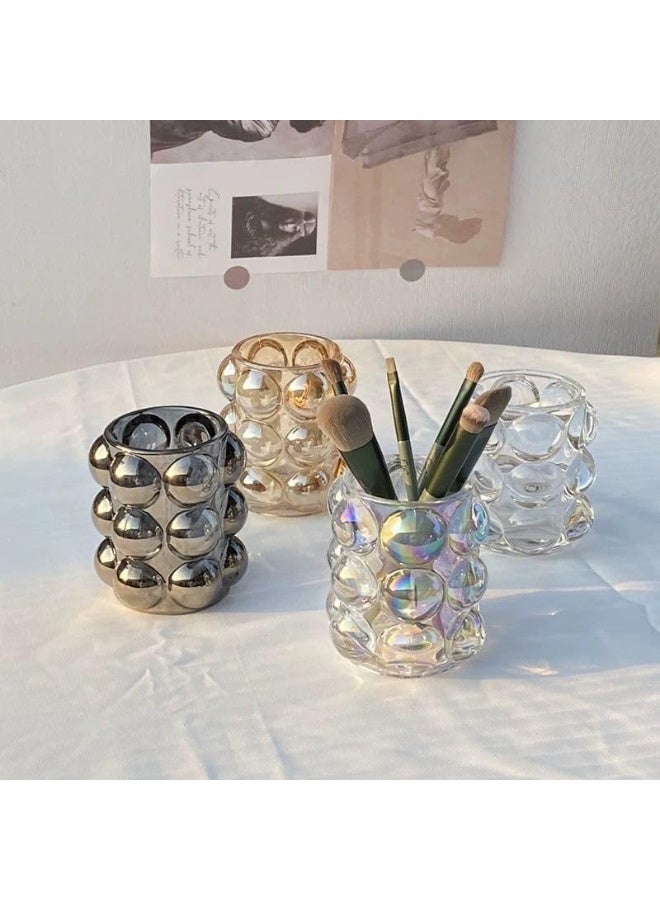 حامل فرش مكياج زجاجي فاخر بتصميم فقاعات – كوب تخزين أنيق وعالي الجودة لفرش المكياج والأدوات التجميلية – قطعة واحدة متعددة الأغراض - Image 3