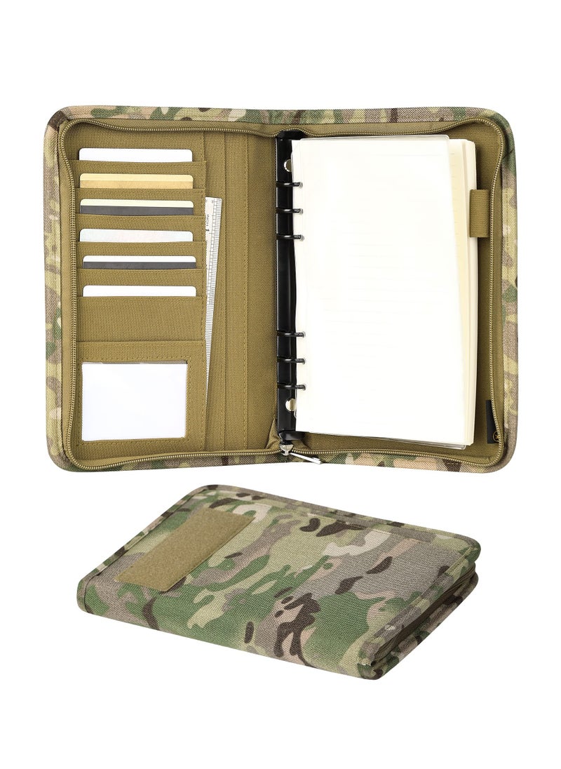 SYOSI - Tactical Ring Binder Padfolio with 80 Sheets of Loose-Leaf Paper, Weatherproof Padfolio Zippered Notebook Cover with Ring Binder for Folders, Business Cards Detachable 6-Ring Notepad - Image 1