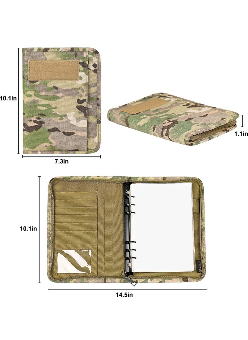 SYOSI - Tactical Ring Binder Padfolio with 80 Sheets of Loose-Leaf Paper, Weatherproof Padfolio Zippered Notebook Cover with Ring Binder for Folders, Business Cards Detachable 6-Ring Notepad - Image 1
