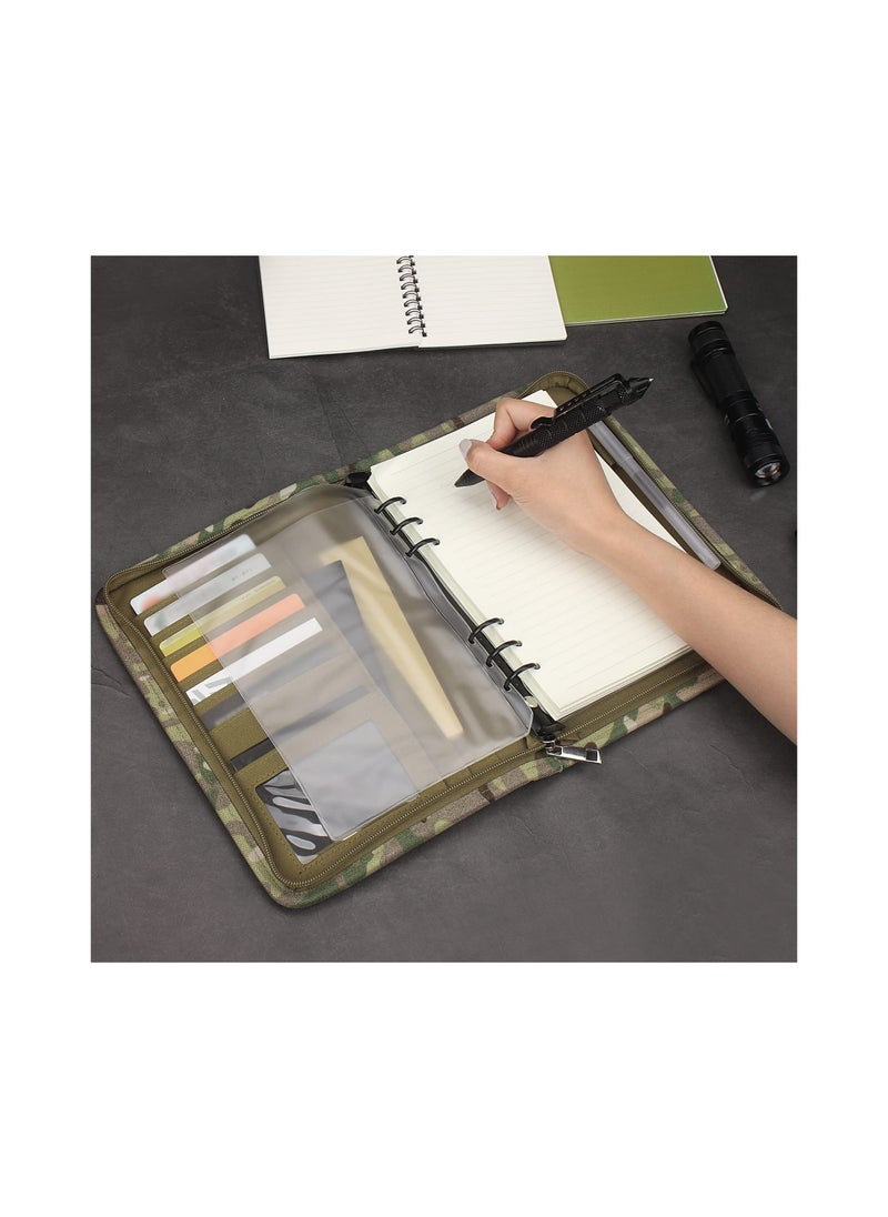 SYOSI - Tactical Ring Binder Padfolio with 80 Sheets of Loose-Leaf Paper, Weatherproof Padfolio Zippered Notebook Cover with Ring Binder for Folders, Business Cards Detachable 6-Ring Notepad - Image 1