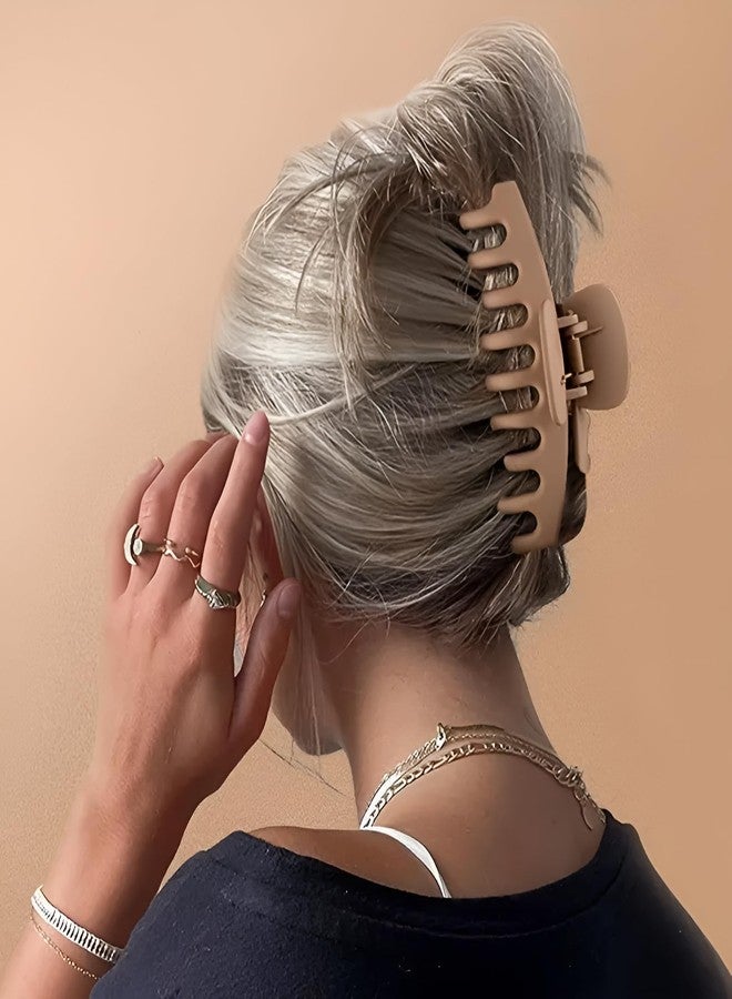 BAKEFY 4pcs Matte Large Hair Claw Clips For Girls, Suitable For Thick Hair, Hair Accessories - Image 2