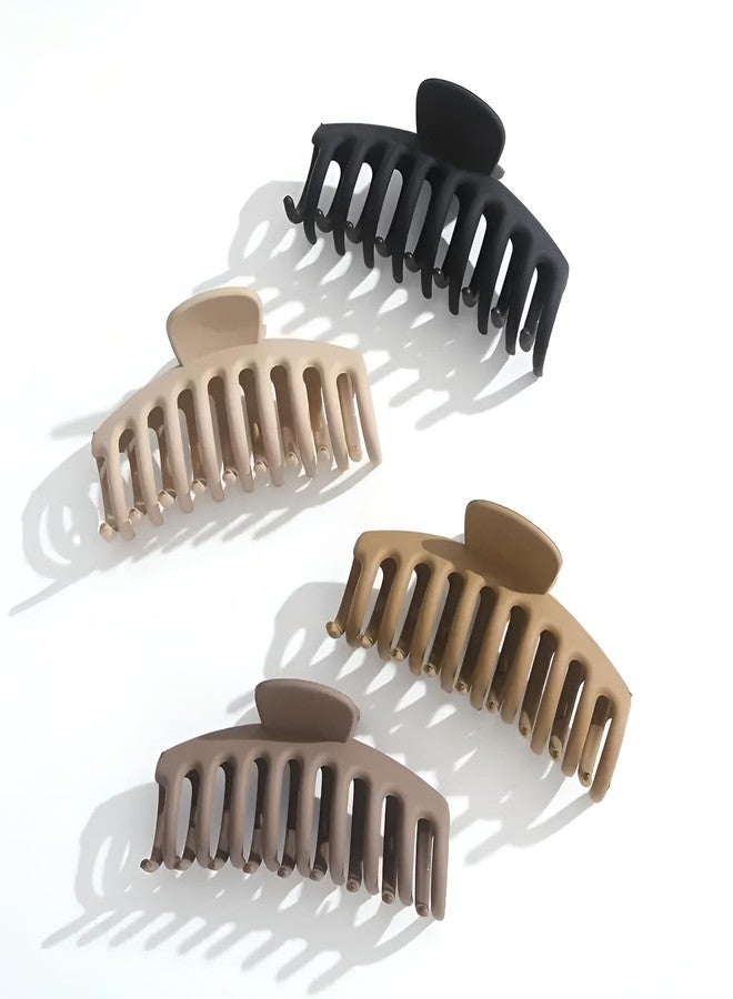 BAKEFY 4pcs Matte Large Hair Claw Clips For Girls, Suitable For Thick Hair, Hair Accessories - Image 1