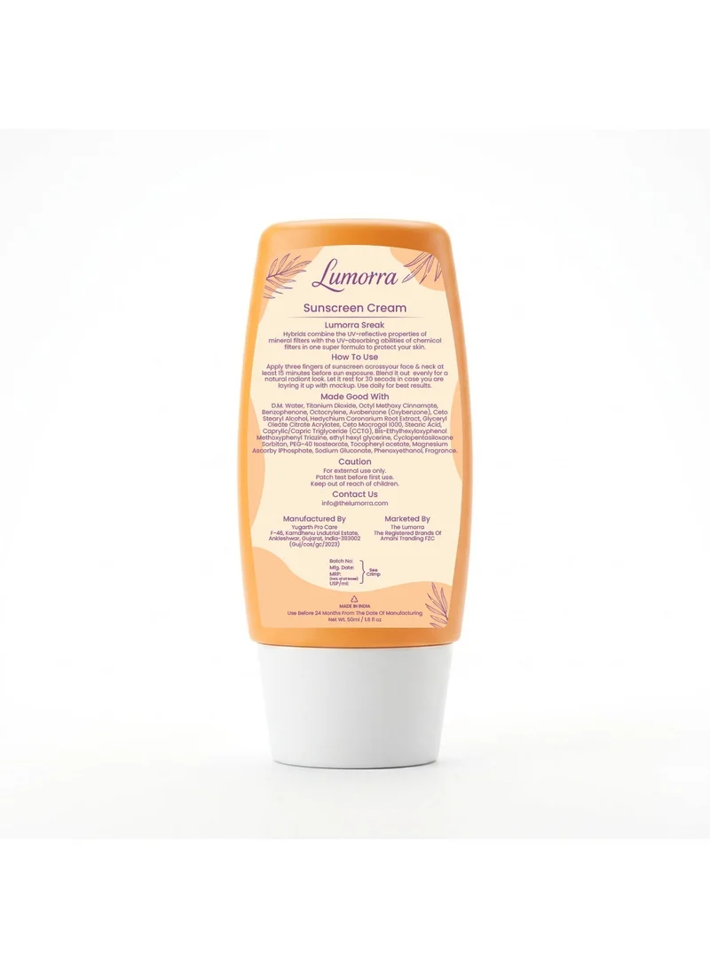 Lumorra  Lumorra SPF 50+ Sunscreen with Vitamin C + E, PA++++, Ultra-Lightweight Fluid, Water & Sweat Resistant, No White Cast, 50ml  | Best Price UAE