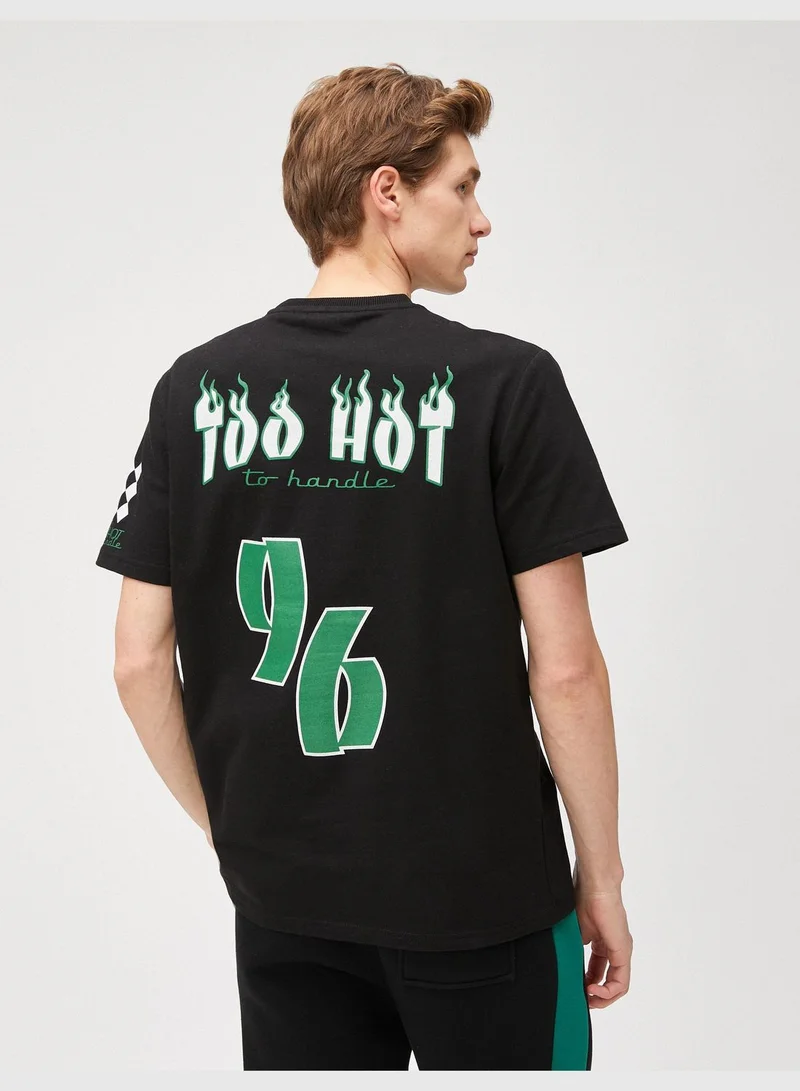 كوتون Printed T-Shirt Race Themed Crew Neck Short Sleeve Cotton