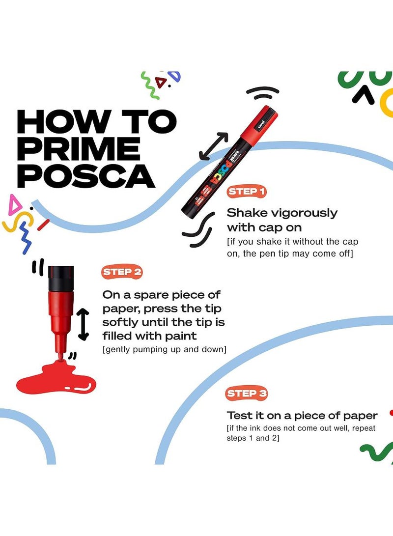 POSCA Markers Set, 8 Medium Paint Markers 5M – Warm Tones – Ivory, Beige, Apricot, Ochre, Bright Yellow, Ruby Red, Dark Red, Cacao Brown - Image 4