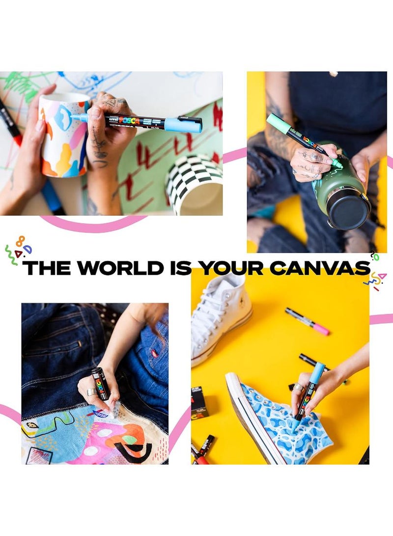 POSCA Markers Set, 8 Medium Paint Markers 5M – Warm Tones – Ivory, Beige, Apricot, Ochre, Bright Yellow, Ruby Red, Dark Red, Cacao Brown - Image 5