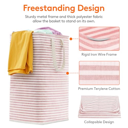 Lifewit 2 Pack Laundry Basket 80L Each Collapsible Clothes Hamper with Reinforced Handles Freestanding Waterproof Design for Bedroom and Laundry Room PinkBlue 160L Total - Image 3