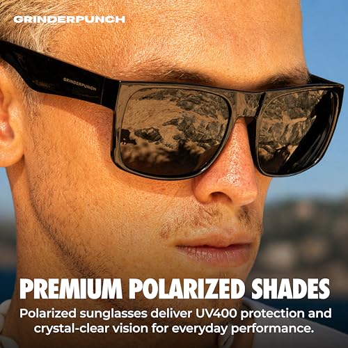 grinderPUNCH XL Sunglasses for Men Big Heads Wide Extra Wide Polarized UV400 Driving Fishing Sunglasses Large Fit Mens Shades 2PK GlossBlack XLarge - Image 3