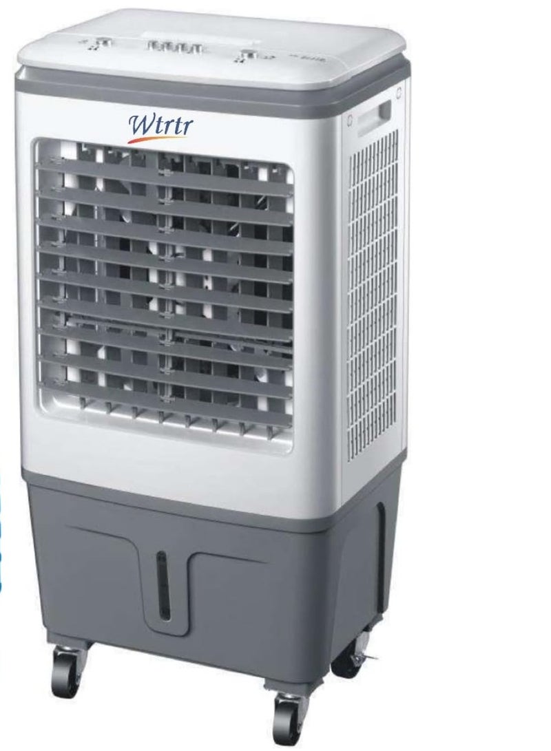 وترتر مبرد هواء منزلي Wtrtr سعة 20 لترًا، مبرد هواء تبخيري، مروحة تكييف هواء منزلية، مروحة تبريد هواء بارد واحدة، مكيف هواء متنقل تجاري منزلي (أبيض 20 لترًا) - Image 1