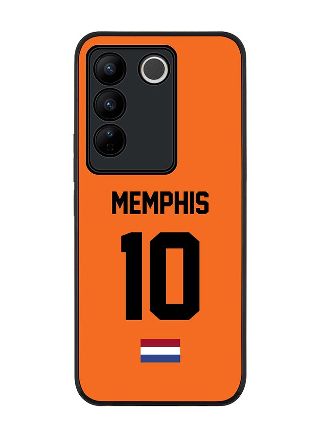 Stylizedd Rugged Black Edge case for Vivo V27 / Vivo V27 Pro / Vivo S16,Slim fit Flexible Cover - Football Team - Netherlands, Player Name - Memphis - Image 1