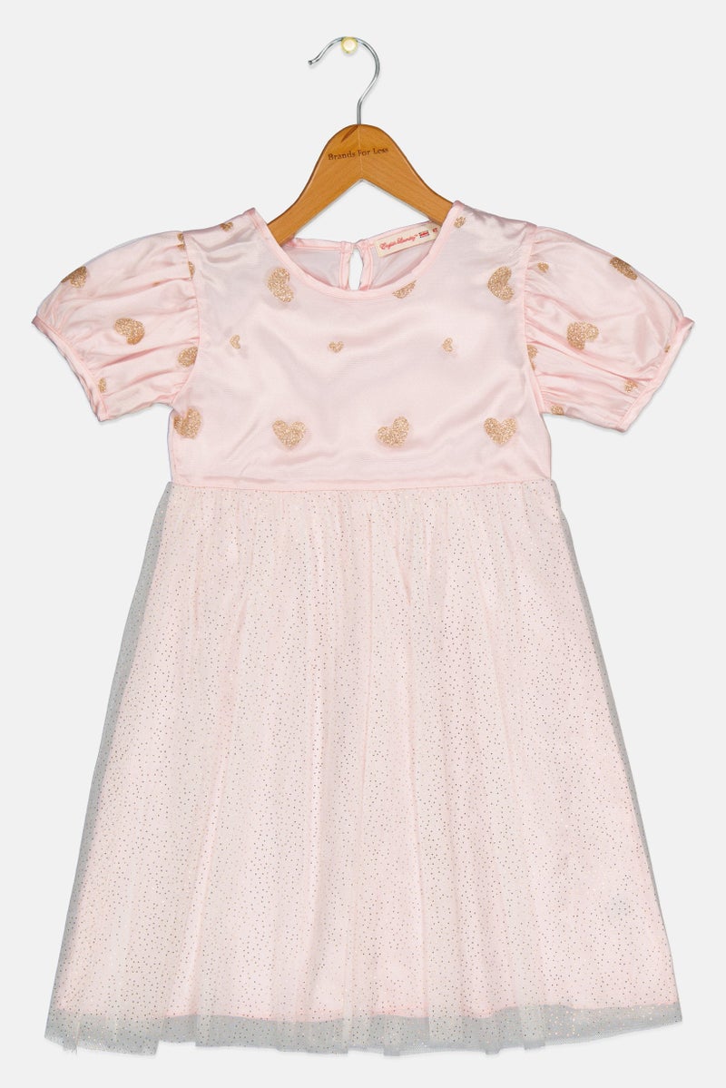 English Laundry Toddlers Girl Textured Puffed Sleeve Dress, Pink - Image 1