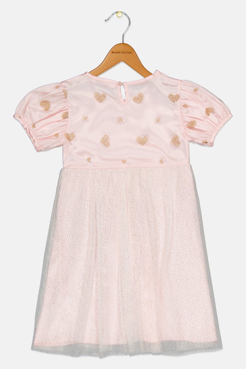 English Laundry Toddlers Girl Textured Puffed Sleeve Dress, Pink - Image 2