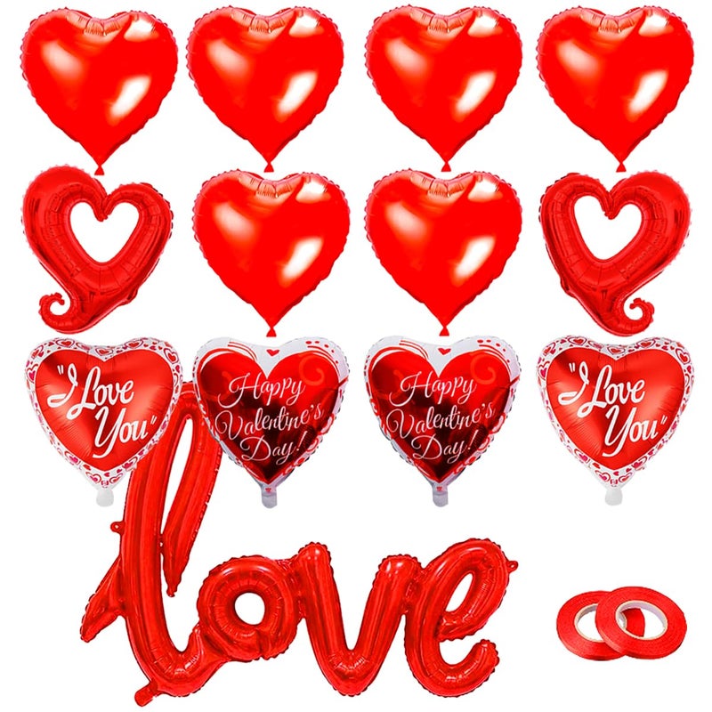 Asonlye Red Heart Foil Balloons for Valentine's Day, Wedding, Engagement Party Decoration - Love Shaped Balloons - Image 2