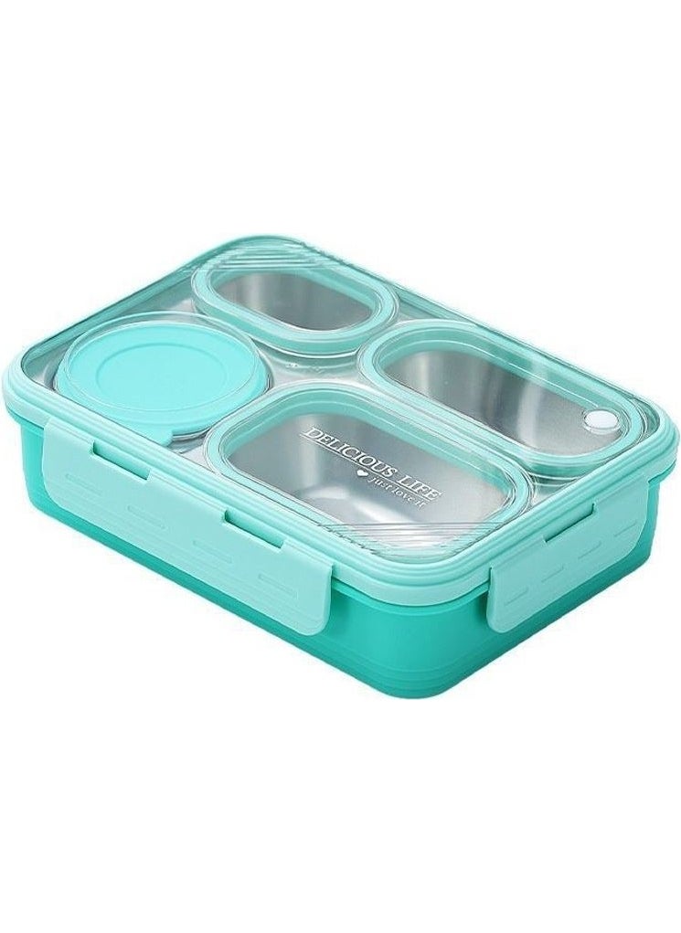 Weather Forecast 304 Steel Green 950 ml 4 Compartment Student Office Food Container Lunch Box  - Image 1