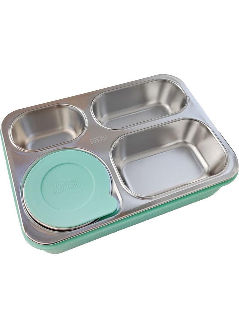 Weather Forecast 304 Steel Green 950 ml 4 Compartment Student Office Food Container Lunch Box  - Image 2