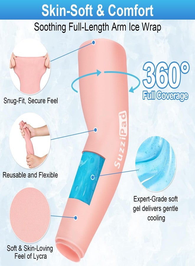 Suzzipad 2 Pack Extended-Length Elbow Ice Pack for Pitchers, Flexible Arm ice Pack Sleeve, 360° Reusable Gel Wrap for Upper Arm, Wrist, Shin Splint, Tendonitis and Golfers Relief, Pink, Medium - Image 3