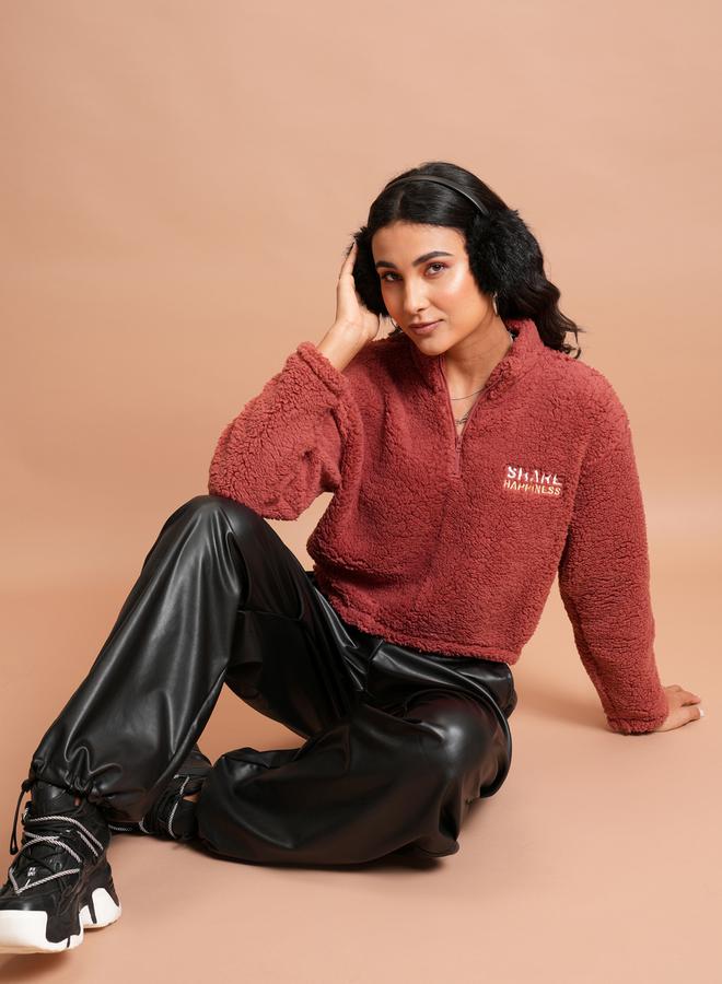 Tokyo Talkies Embroidered Relaxed Fit Crop Sweatshirt by Styli - Image 2