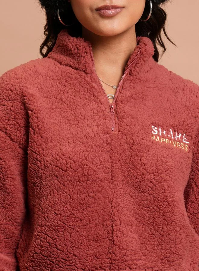 Tokyo Talkies Embroidered Relaxed Fit Crop Sweatshirt by Styli